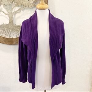 Saffron Cashmere Shawl Collar Cardigan Sweater Purple Medium